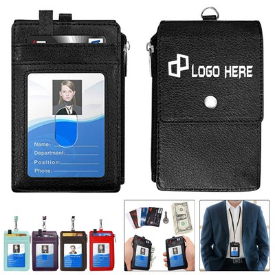 Pu Leather Id Badge Card Holder