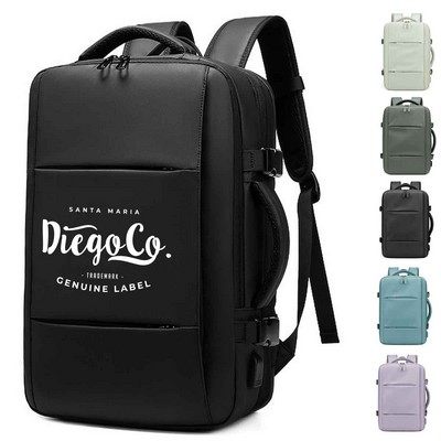 Capacity-Expanding Business Travel Backpack with Trolley Case Attachment