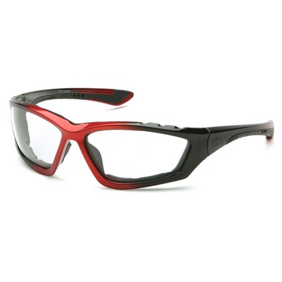 Accurist Safety Glasses, Black/Red Frame with Clear Anti-Fog Lens