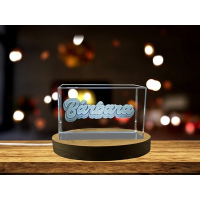 Barbara 3D Engraved Crystal Trophy Award w/LED Base Light