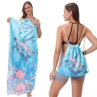 2" 1 Custom Microfiber Beach Towel Bag