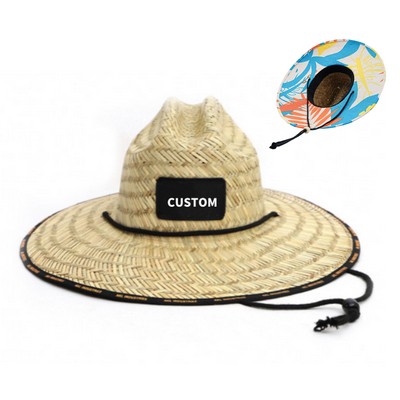 Full Color Lifeguard Beach Sun Straw Hat