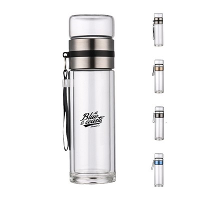 13oz Double Wall Glass Water Bottle