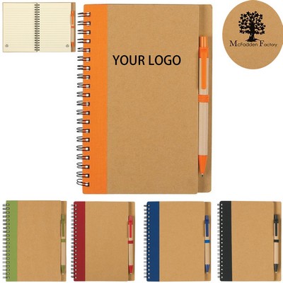 Durable Kraft Paper Notebook with Pen