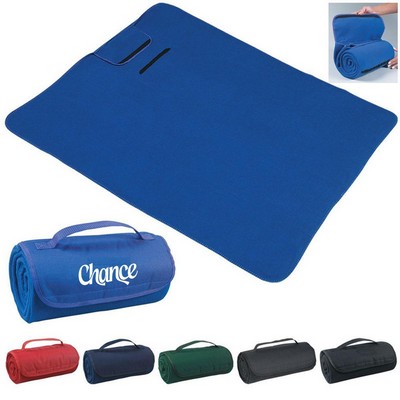 60"X50" Oxford Fabric Travel Picnic Blanket With Tote Handle