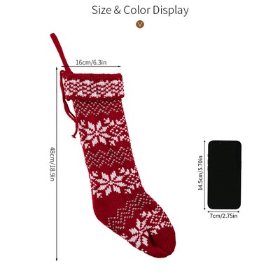 Christmas Knitted Stocking Knit Snowflake Christmas Sock Kids Gift Bag