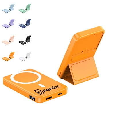 10000mAh Magnetic Wireless Power Bank with Foldable Stand for Phone Charging