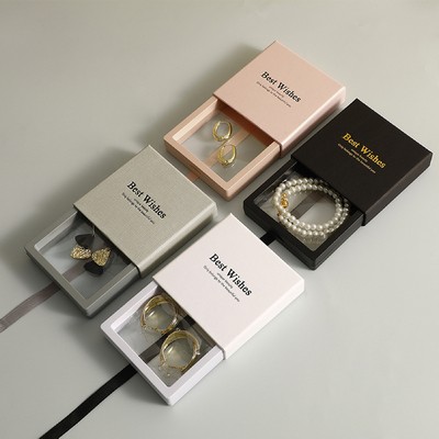 4.5" Cardboard Jewelry Gift Box with PE Film Jewelry Storage Box Clear Display Case