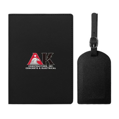 Passport Holder With Luggage Tag Cover Wallet RFID Blocking Leather Case Travel Essentials