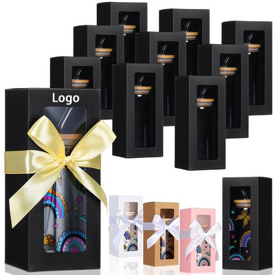Sublimation Glass Cup Transparent Boxes with Ribbon Blanks Gift Wrap