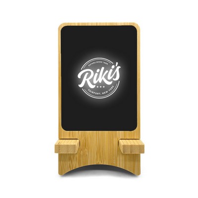15W Eco-friendly Bamboo Wireless Charger With One Color Light Up Logo