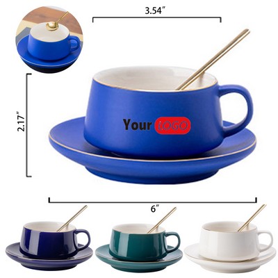 10oz Ceramic Coffee Mug Set with Spoon