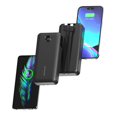 Phonesuit Energy Core - Dual USB-C Cable - LCD PD Battery Pack - 22.5W PD - 20,000mAh