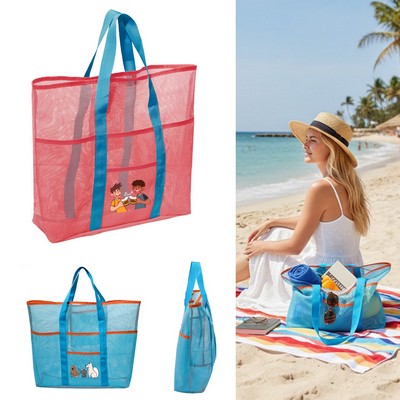 Large Beach Tote with Multi Functional Pockets
