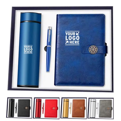 3-in-1 Classic Clasp Leather Notebook Gift Set