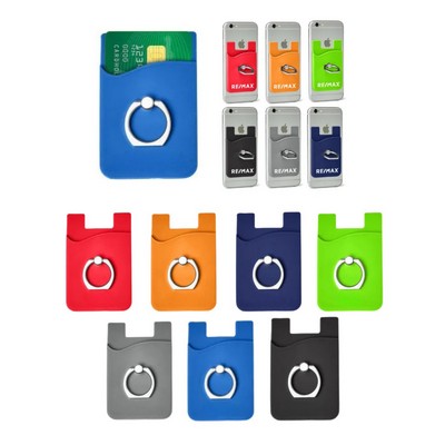 Silicone Phone Wallet with Ring – Custom Logo Card Holder Stand
