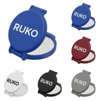 Compact Round Pocket Mirror with Full-Color Dome Logo