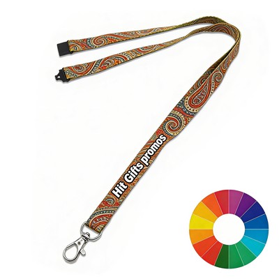 1/2" Silkscreen Printed Polyester Lanyard w/ Lobster Claw & Safety Breakaway