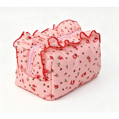 Fresh Floral Bow-Knot Makeup Bag Large Capacity Travel Skincare & Toiletry Organizer