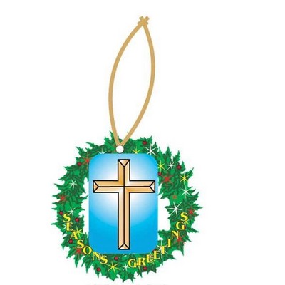Gold Cross Executive Wreath Ornament w/ Mirrored Back (12 Square Inch)