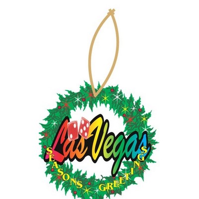 Las Vegas w/ Dice Wreath Ornament on Clear Mirrored Back (2 Square Inch)