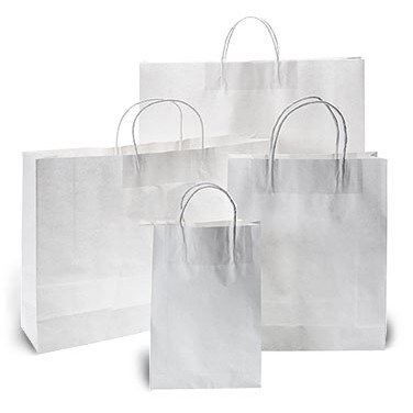 White Kraft Paper Bag w/Twisted Paper Handles (6 1/2"x3 1/2"x8 1/8")