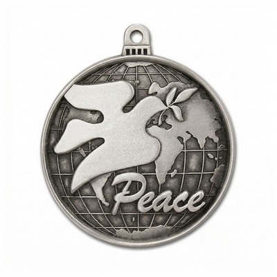 Full Size Stock Design World Peace Dove Pewter Ornament