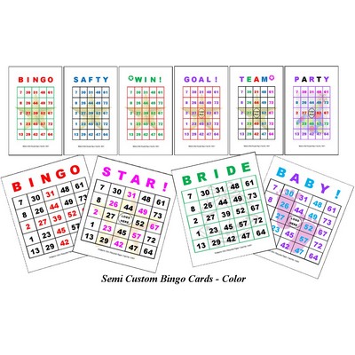 Semi Custom Bingo Game Cards - Color (5.50"x8.5")