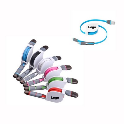 2" 1 Retractable USB Charging Cable Data Cable