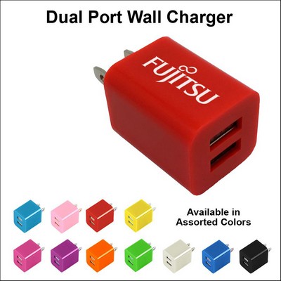 Dual USB 2 Port Wall Charger Red