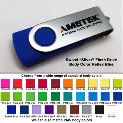 Swivel Flash Drive - 128 MB Memory - Body Reflex Blue