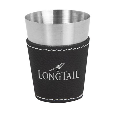 Leatherette on Steel Shot Glass (Black/Silver)