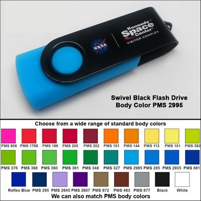 Swivel Black Flash Drive - 2 GB Memory - Body PMS 2995