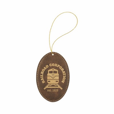 Rustic/Gold Leatherette Oval Ornament