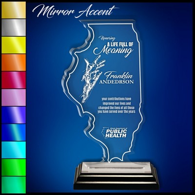 12" Illinois Clear Acrylic Award with Mirror Accent