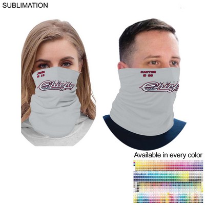 Team Neck Gaiter, Sublimated Lightweight Seamless Gaiter, Jersey Fabric, 2 Way Stretch, Raw Edges