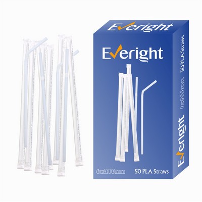 Biodegradable PLA Flexible Straw 50pcs Individually Packed into a Custom Color Box
