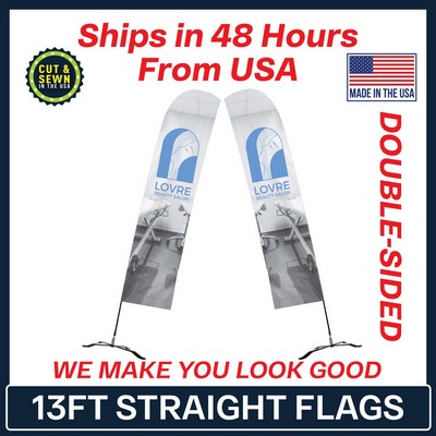 13' Double Sided Premium Straight Flag with Black X Base & Carry Bag - Made in the USA