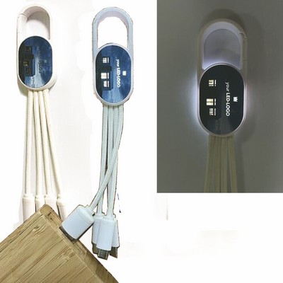 3" 1 Nylon Braided Multi Charging Cable With Lightning Logo