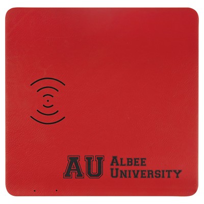 8" x 8" Red Leatherette Phone Charging Mat