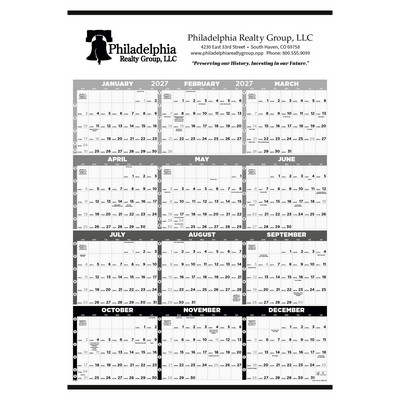 Triumph® Calendars Black & White Time Management Span-A-Year Non-Laminated Calendar