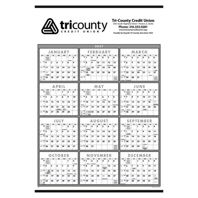 Triumph® Calendars Black & White Span-A-Year Non-Laminated Calendar