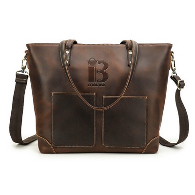 Faux Leather High-capacity 14.2" Cross-body Bag