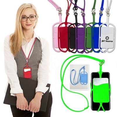 Silicone Lanyard With Card Phone Holder