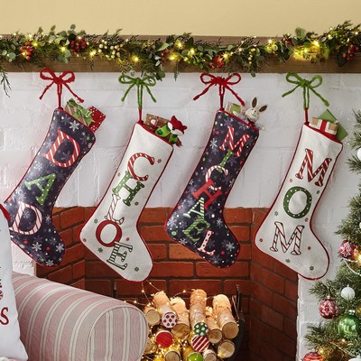 Custom Family Name Christmas Stocking - Elegant Dark Theme