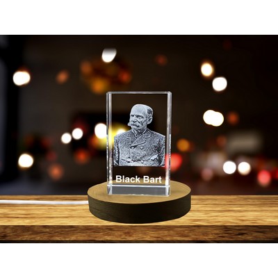 Black Bart 3D Engraved Crystal Trophy Award - Legendary Gentleman Pirate