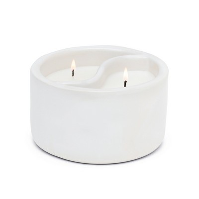 Ying & Yang 11 Oz White Matte Ceramic - Black Salt (Black Wick) / Teakwood