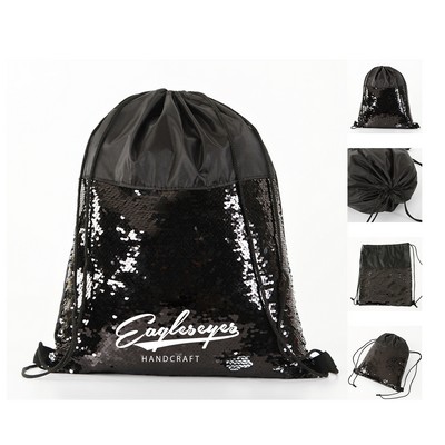 Handmade Sequin Drawstring Backpack