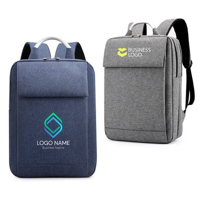 Metal Handle Dual-Compartment Business Laptop Backpack