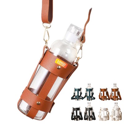 Leather Drink Cup Carrier Bag